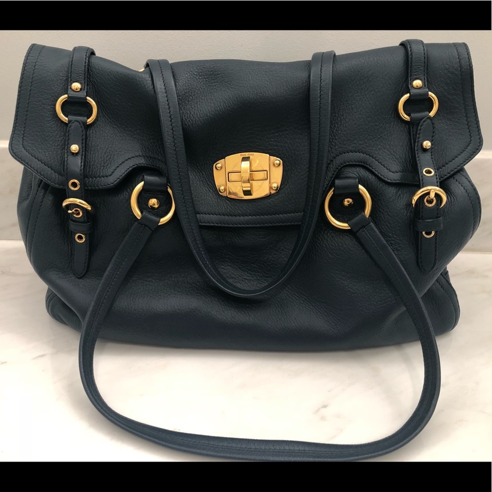 AUTHENTIC Miu Miu Blue Leather Satchel! Like New!